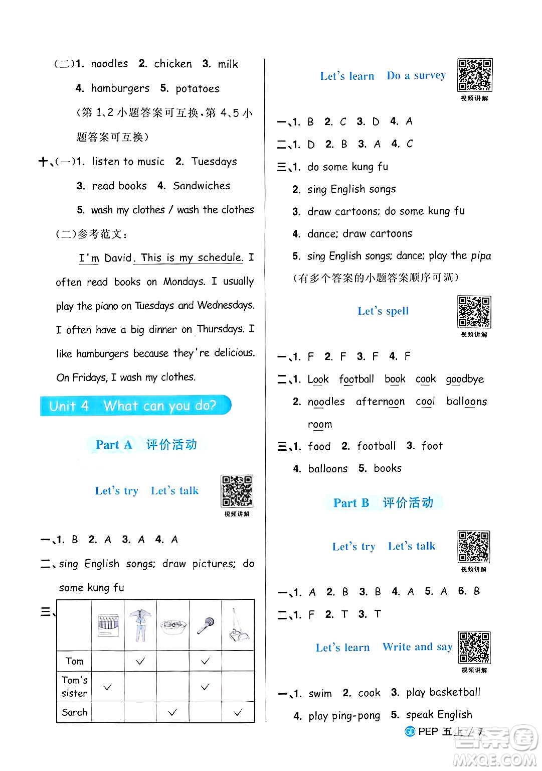 廣東人民出版社2024年秋陽(yáng)光同學(xué)課時(shí)優(yōu)化作業(yè)五年級(jí)英語(yǔ)上冊(cè)人教PEP版廣東專(zhuān)版答案