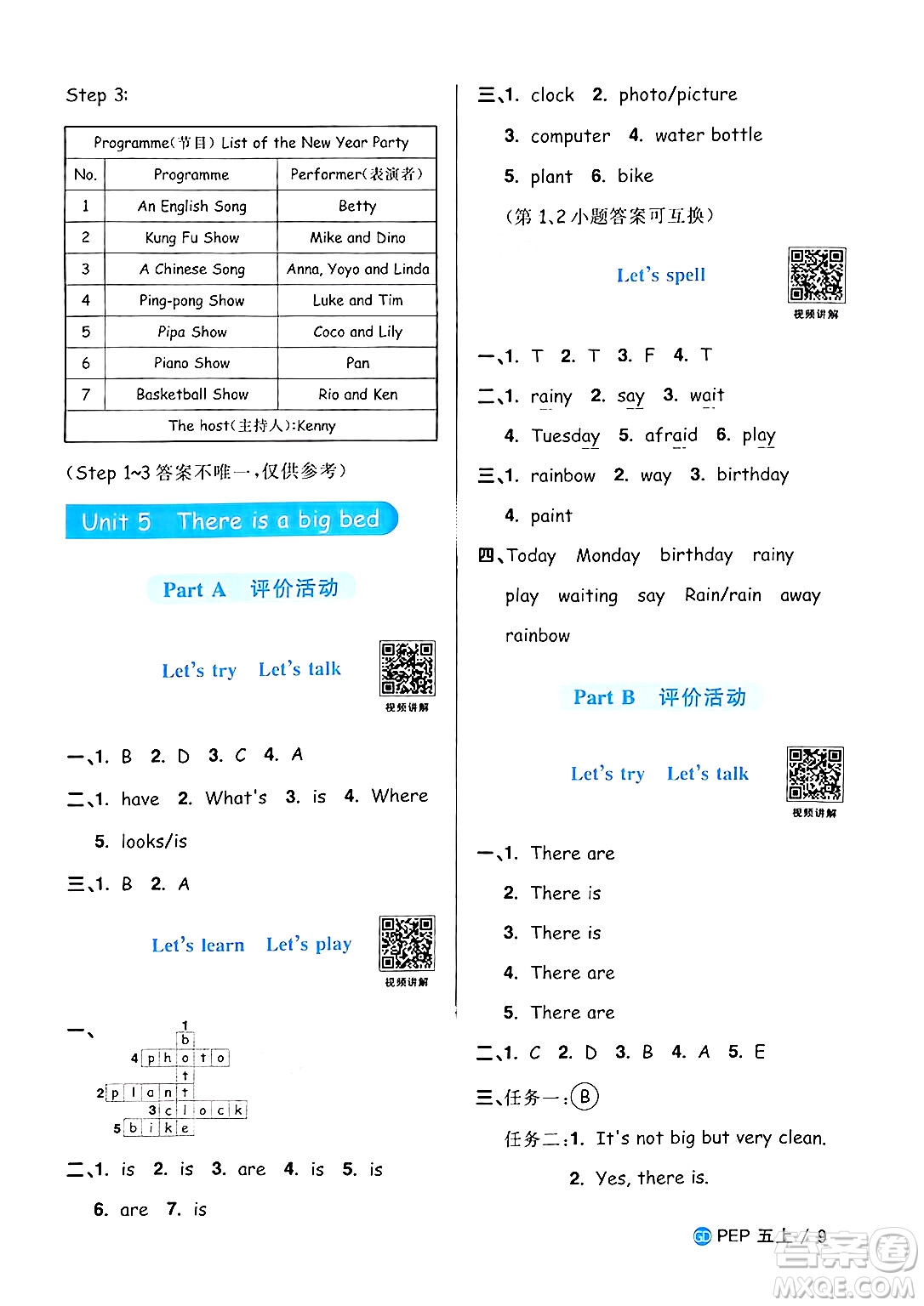 廣東人民出版社2024年秋陽(yáng)光同學(xué)課時(shí)優(yōu)化作業(yè)五年級(jí)英語(yǔ)上冊(cè)人教PEP版廣東專(zhuān)版答案
