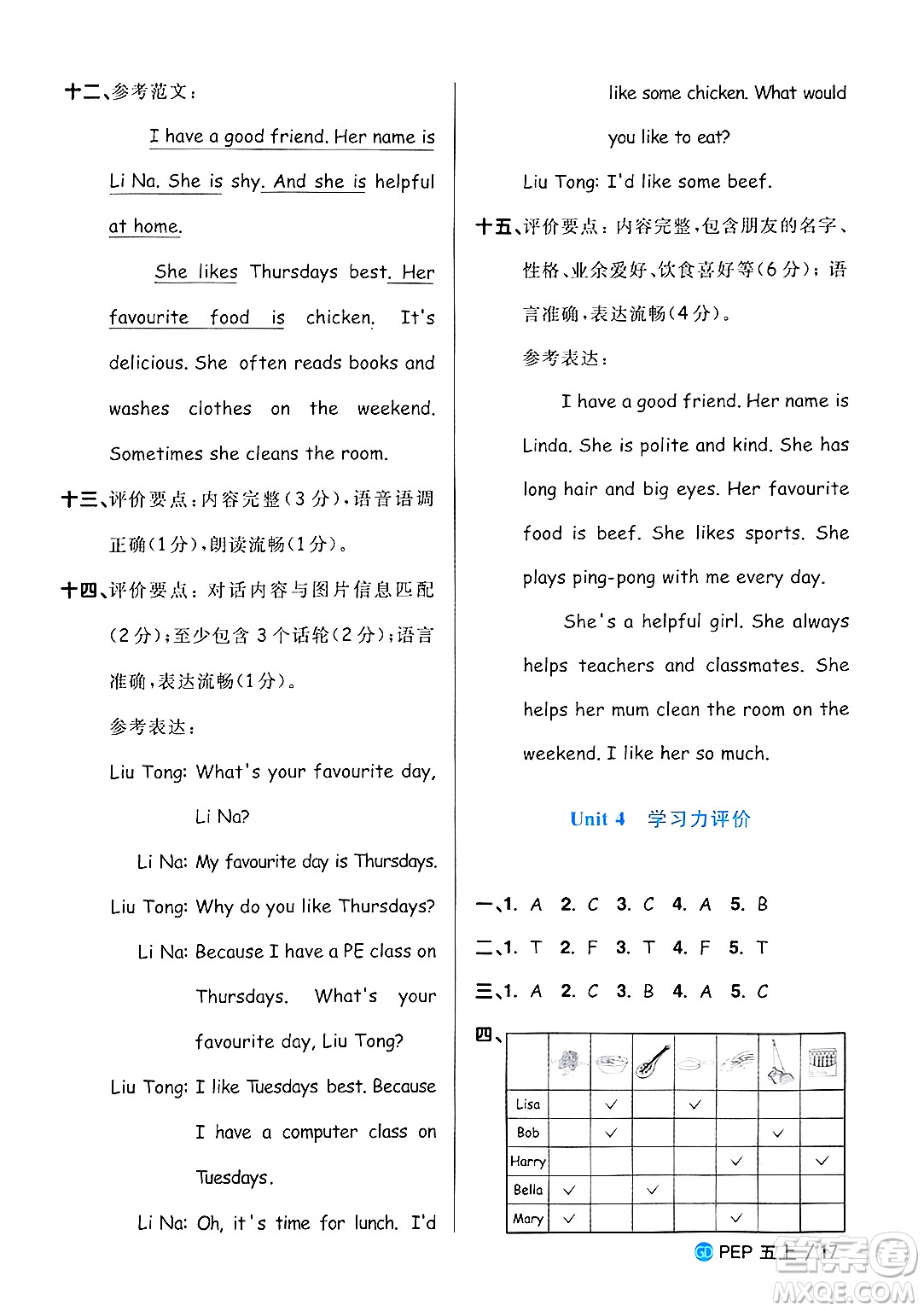 廣東人民出版社2024年秋陽(yáng)光同學(xué)課時(shí)優(yōu)化作業(yè)五年級(jí)英語(yǔ)上冊(cè)人教PEP版廣東專(zhuān)版答案