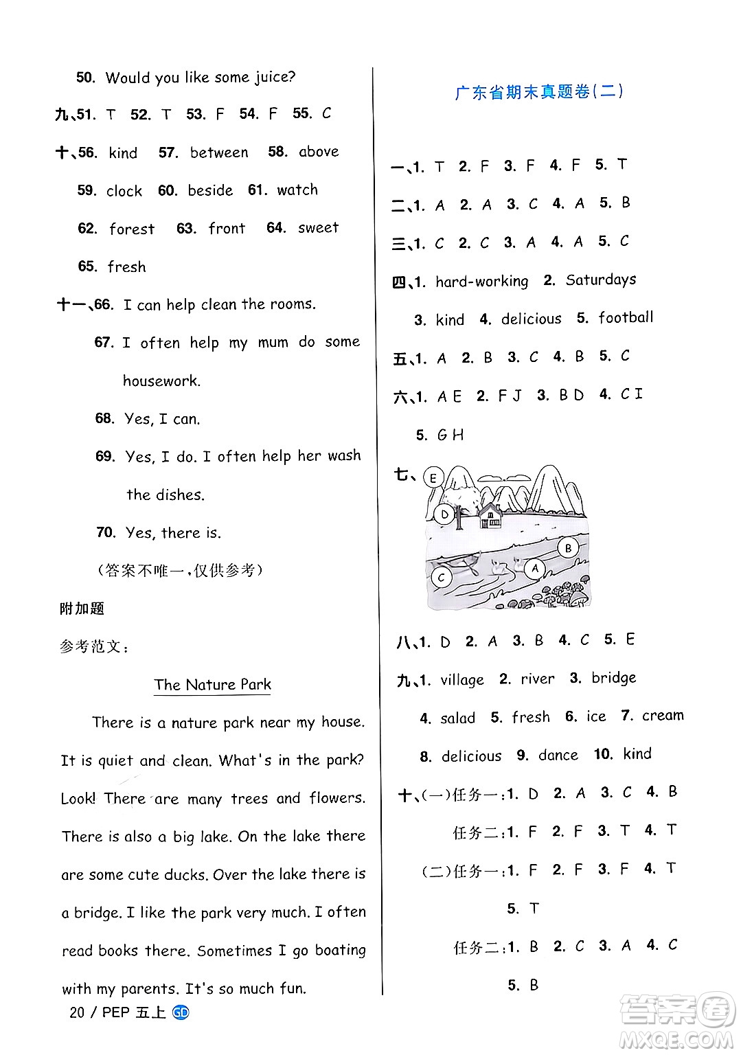 廣東人民出版社2024年秋陽(yáng)光同學(xué)課時(shí)優(yōu)化作業(yè)五年級(jí)英語(yǔ)上冊(cè)人教PEP版廣東專(zhuān)版答案