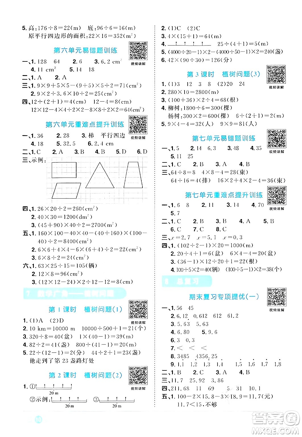 江西教育出版社2024年秋陽光同學(xué)課時優(yōu)化作業(yè)五年級數(shù)學(xué)上冊人教版答案