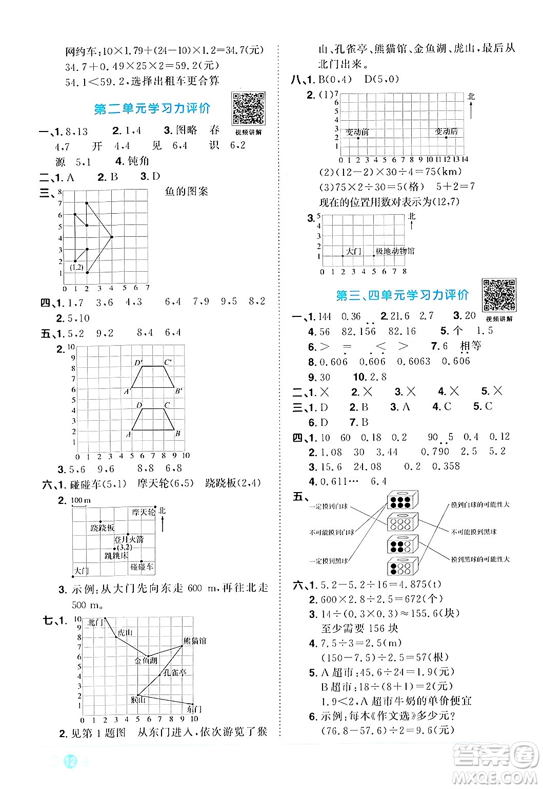 江西教育出版社2024年秋陽光同學(xué)課時優(yōu)化作業(yè)五年級數(shù)學(xué)上冊人教版答案