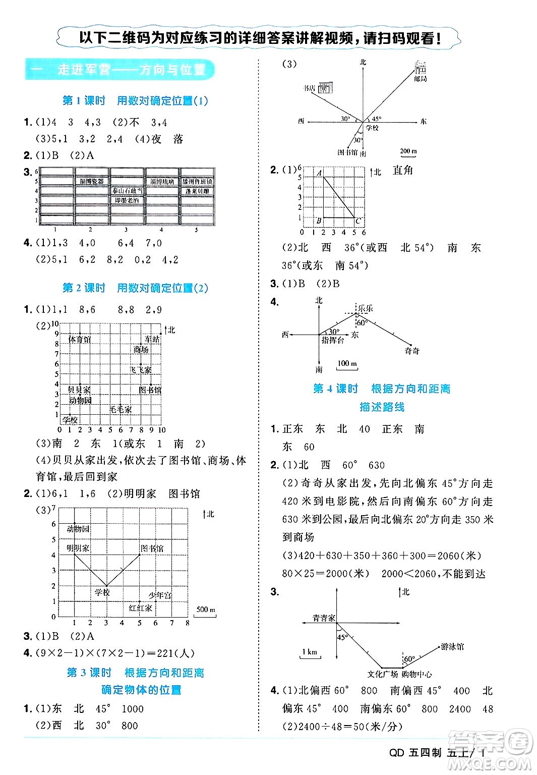 江西教育出版社2024年秋陽(yáng)光同學(xué)課時(shí)優(yōu)化作業(yè)五年級(jí)數(shù)學(xué)上冊(cè)青島版山東專(zhuān)版五四制答案