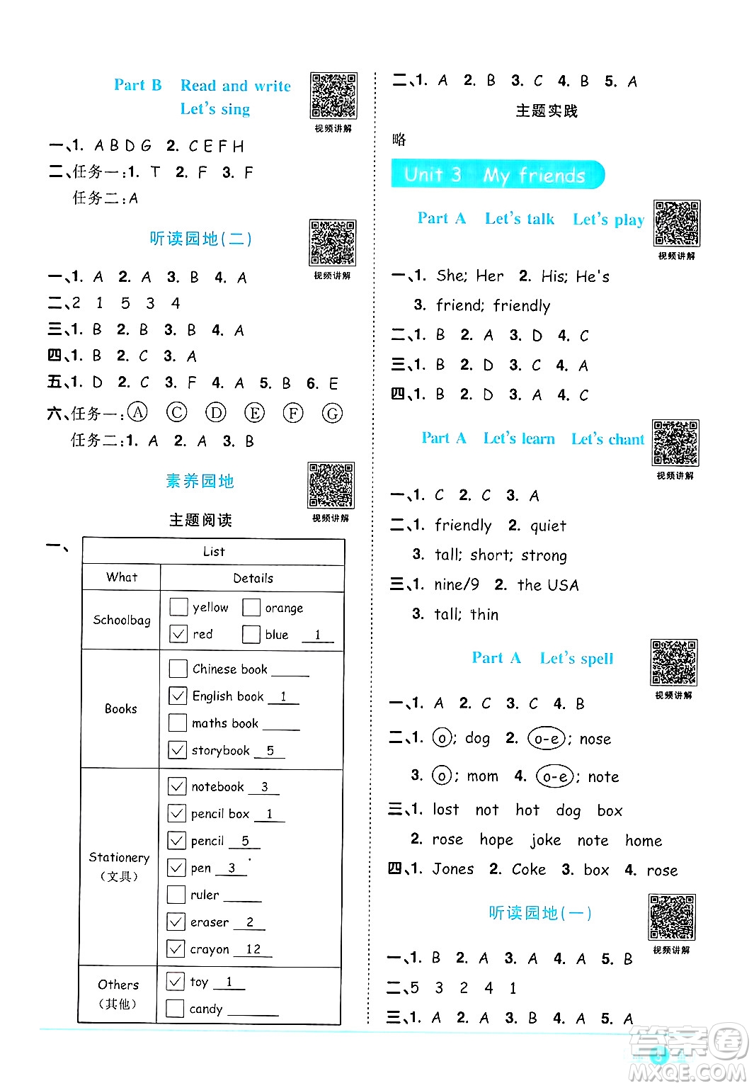 江西教育出版社2024年秋陽光同學(xué)課時(shí)優(yōu)化作業(yè)四年級(jí)英語上冊(cè)人教PEP版答案