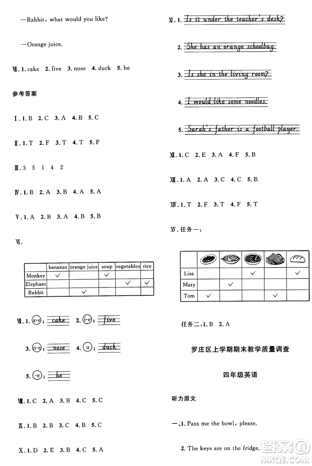 甘肅少年兒童出版社2024年秋陽光同學課時優(yōu)化作業(yè)四年級英語上冊人教PEP版山東專版答案