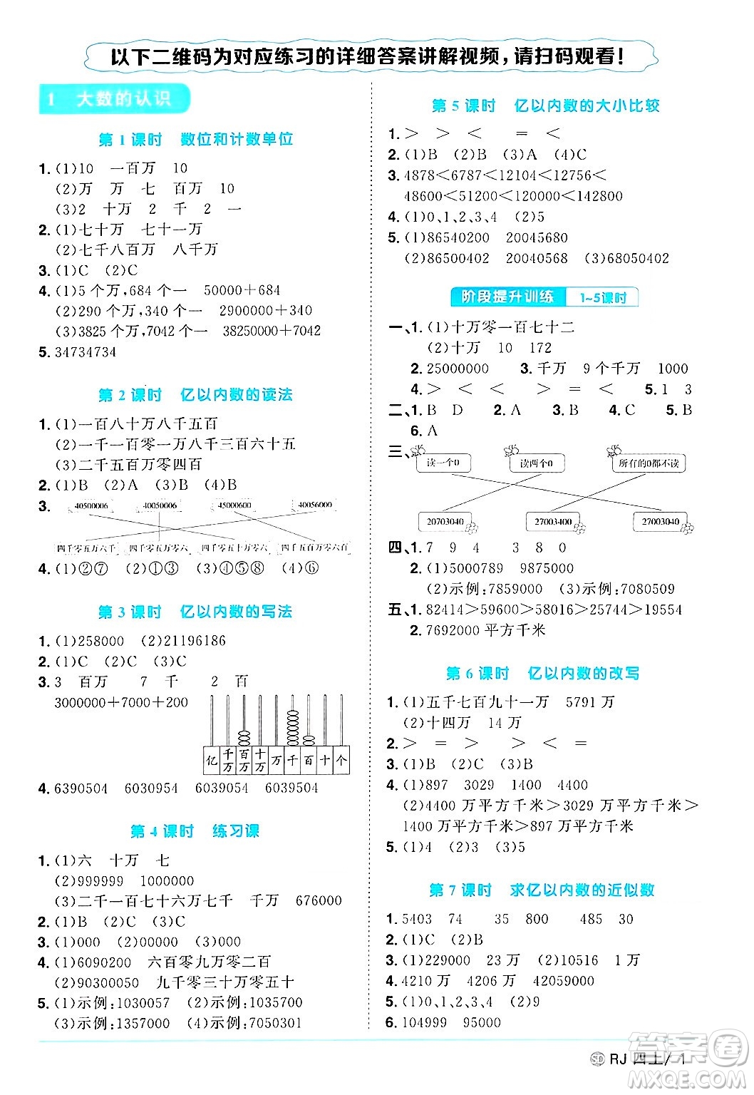 甘肅少年兒童出版社2024年秋陽光同學(xué)課時優(yōu)化作業(yè)四年級數(shù)學(xué)上冊人教版山東專版答案