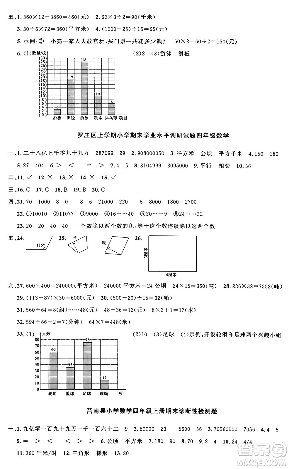 甘肅少年兒童出版社2024年秋陽光同學(xué)課時優(yōu)化作業(yè)四年級數(shù)學(xué)上冊人教版山東專版答案