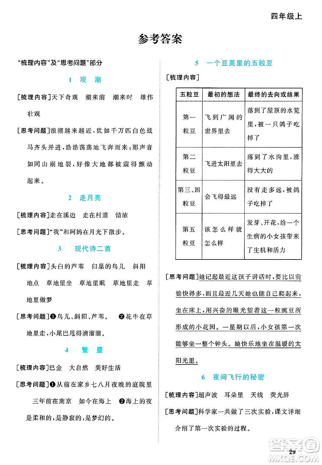 甘肅少年兒童出版社2024年秋陽(yáng)光同學(xué)課時(shí)優(yōu)化作業(yè)四年級(jí)語(yǔ)文上冊(cè)人教版山東專版答案