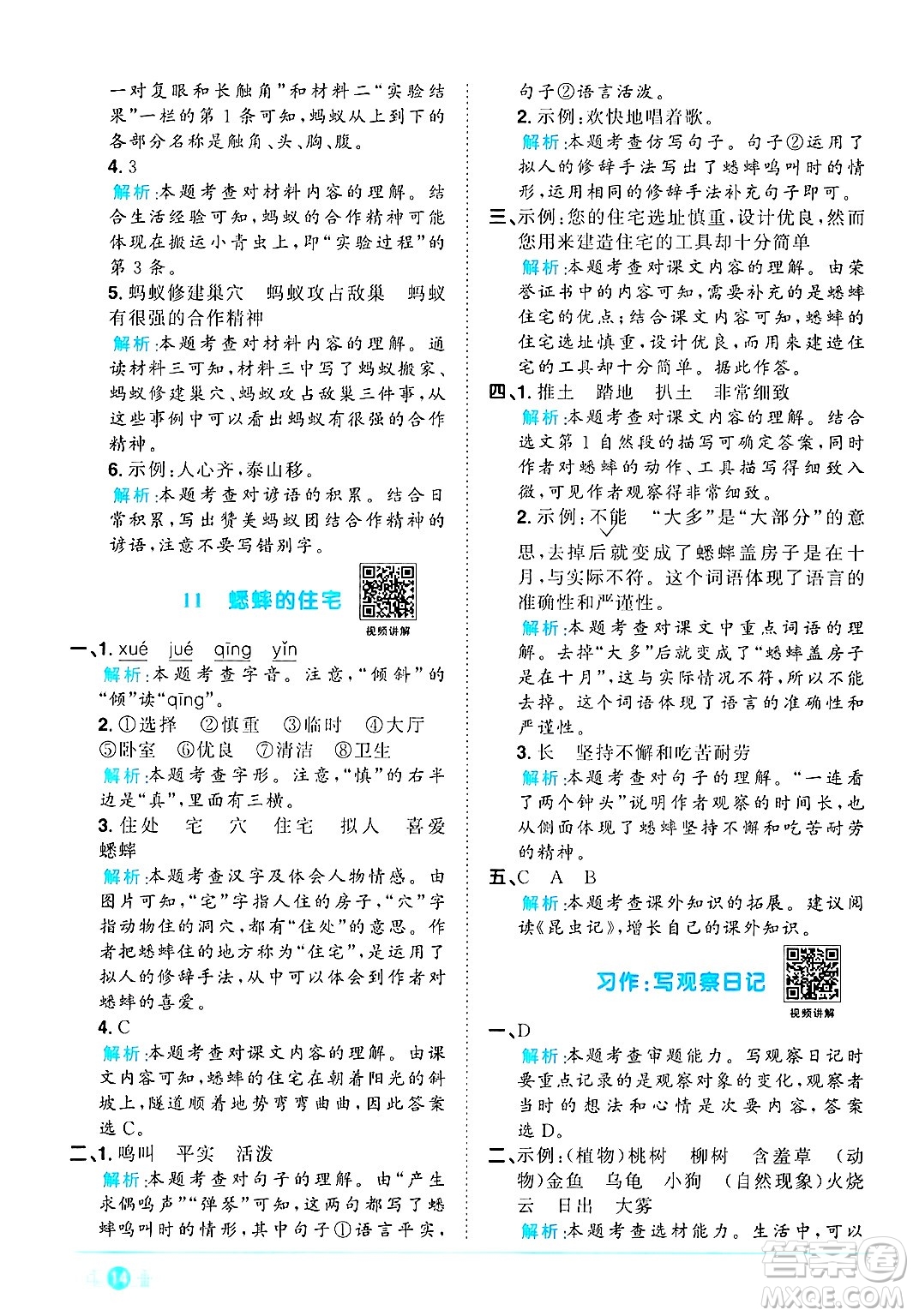江西教育出版社2024年秋陽(yáng)光同學(xué)課時(shí)優(yōu)化作業(yè)四年級(jí)語(yǔ)文上冊(cè)人教版河北專版答案