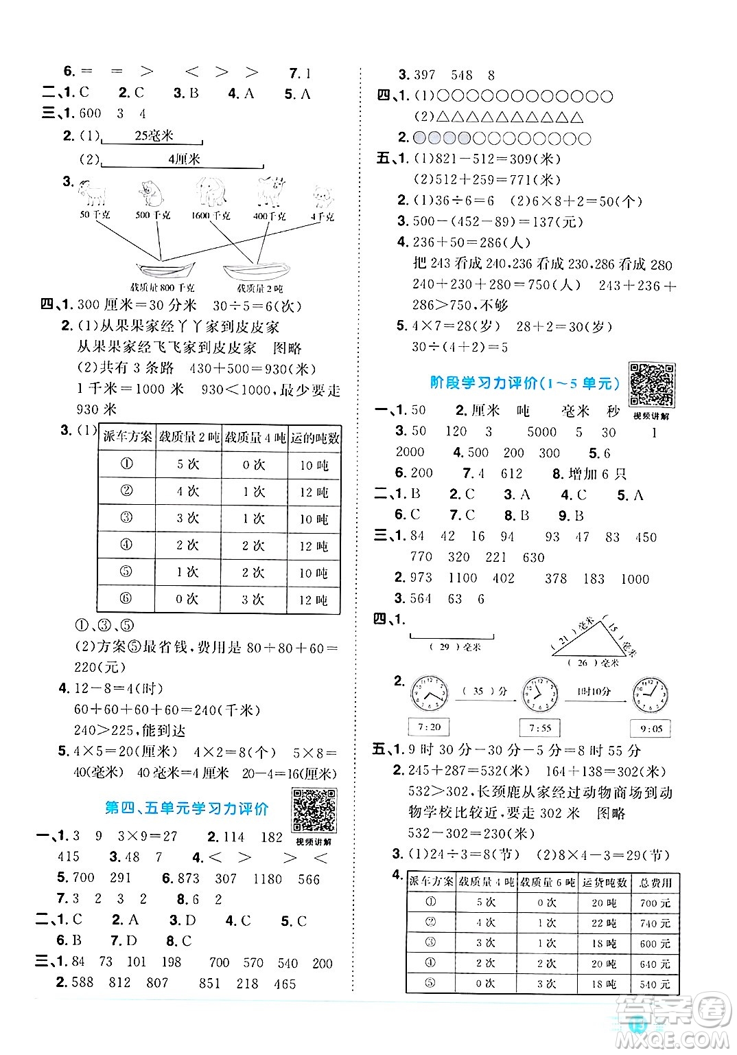 江西教育出版社2024年秋陽光同學(xué)課時(shí)優(yōu)化作業(yè)三年級(jí)數(shù)學(xué)上冊(cè)人教版答案
