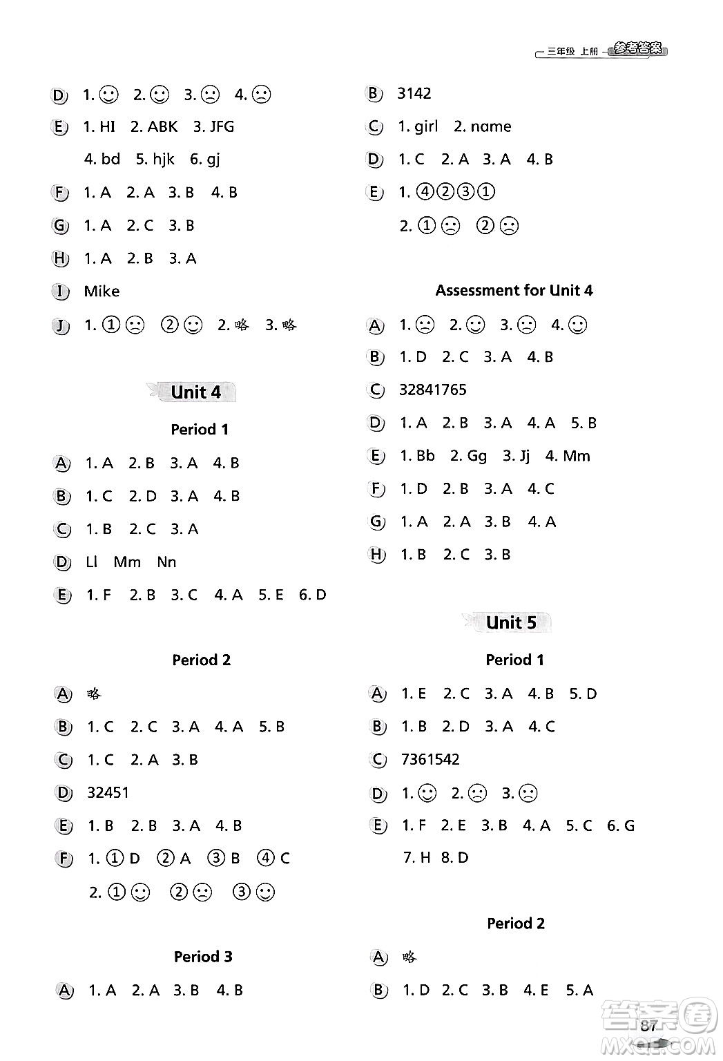 譯林出版社2024年秋課課練小學(xué)英語三年級(jí)英語上冊(cè)通用版答案