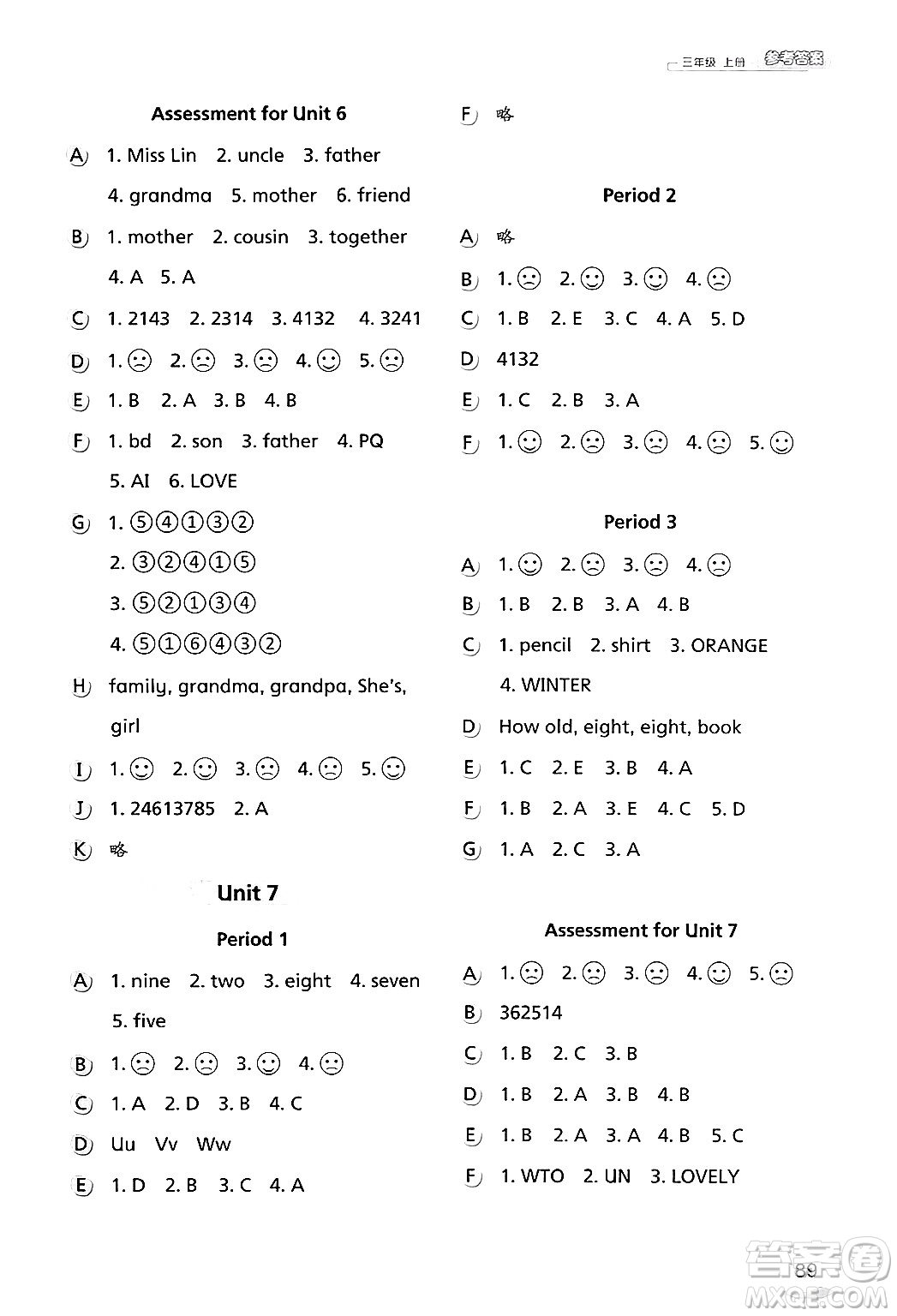 譯林出版社2024年秋課課練小學(xué)英語三年級(jí)英語上冊(cè)通用版答案