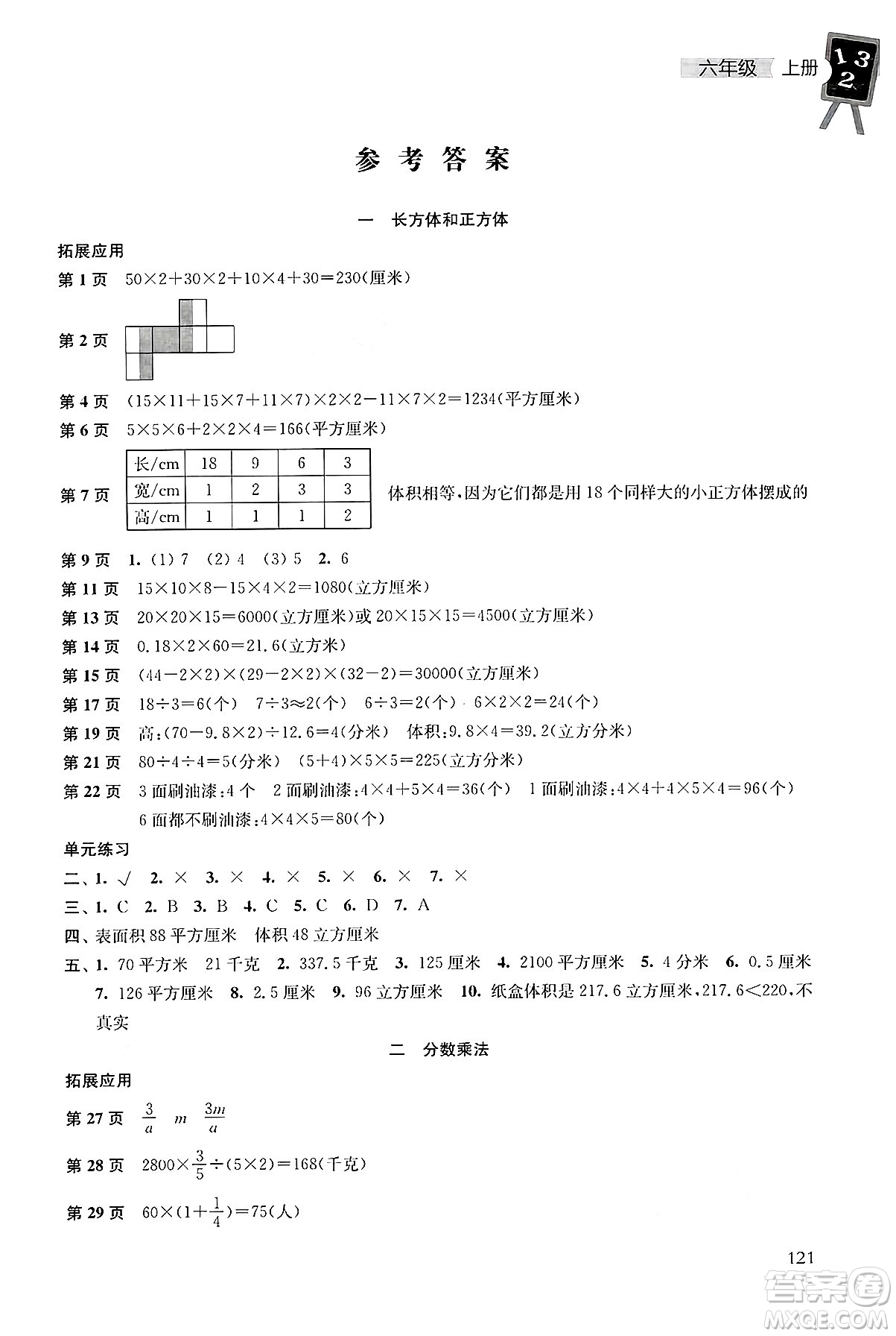 譯林出版社2024年秋課課練小學數(shù)學六年級數(shù)學上冊蘇教版答案