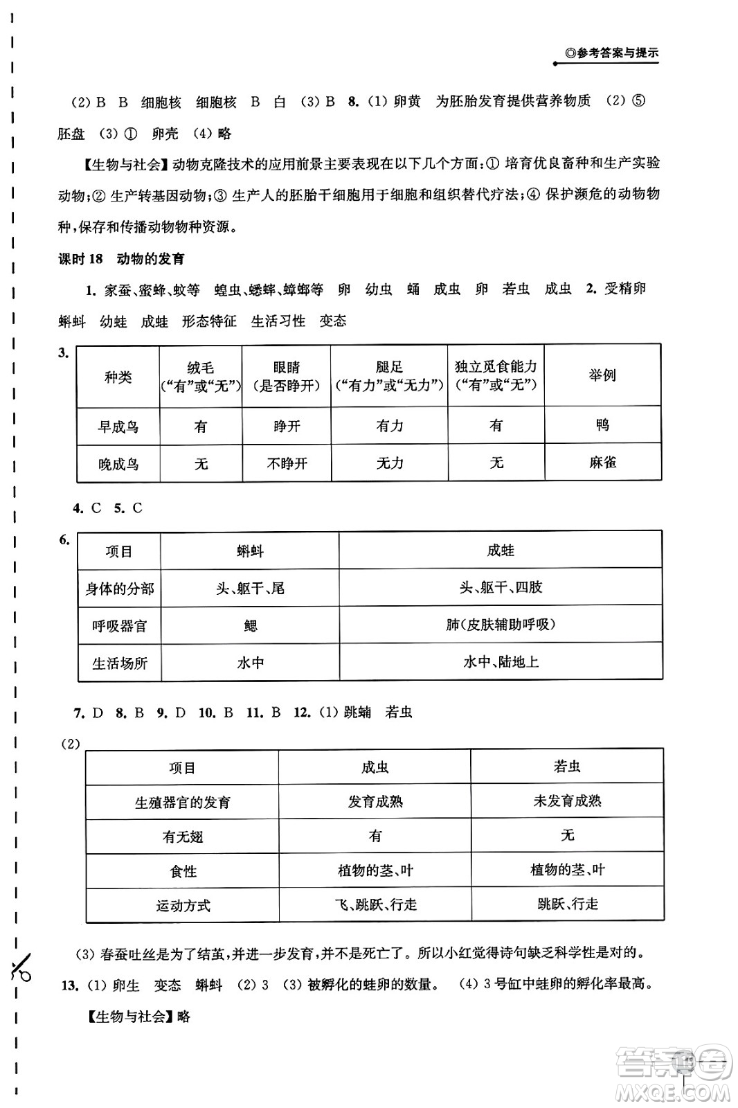 譯林出版社2024年秋初中生物課課練八年級(jí)生物上冊(cè)蘇科版答案