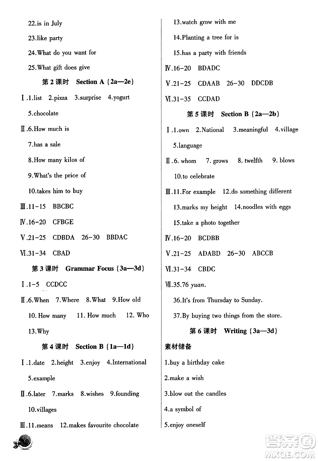 安徽大學(xué)出版社2024年秋創(chuàng)新課堂創(chuàng)新作業(yè)本七年級英語上冊人教版答案