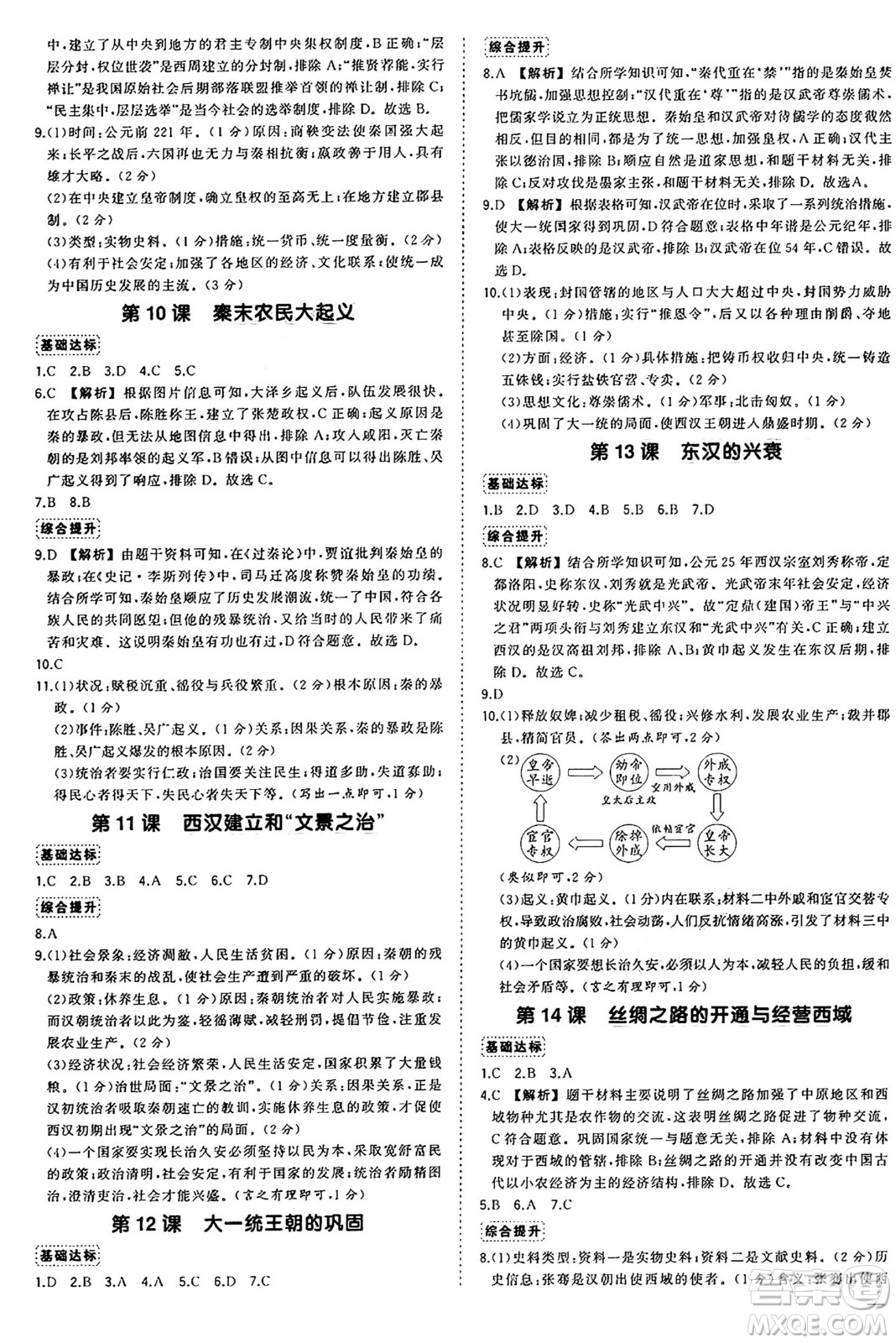 長(zhǎng)江出版社2024年秋狀元成才路創(chuàng)優(yōu)作業(yè)七年級(jí)歷史上冊(cè)人教版河南專版答案