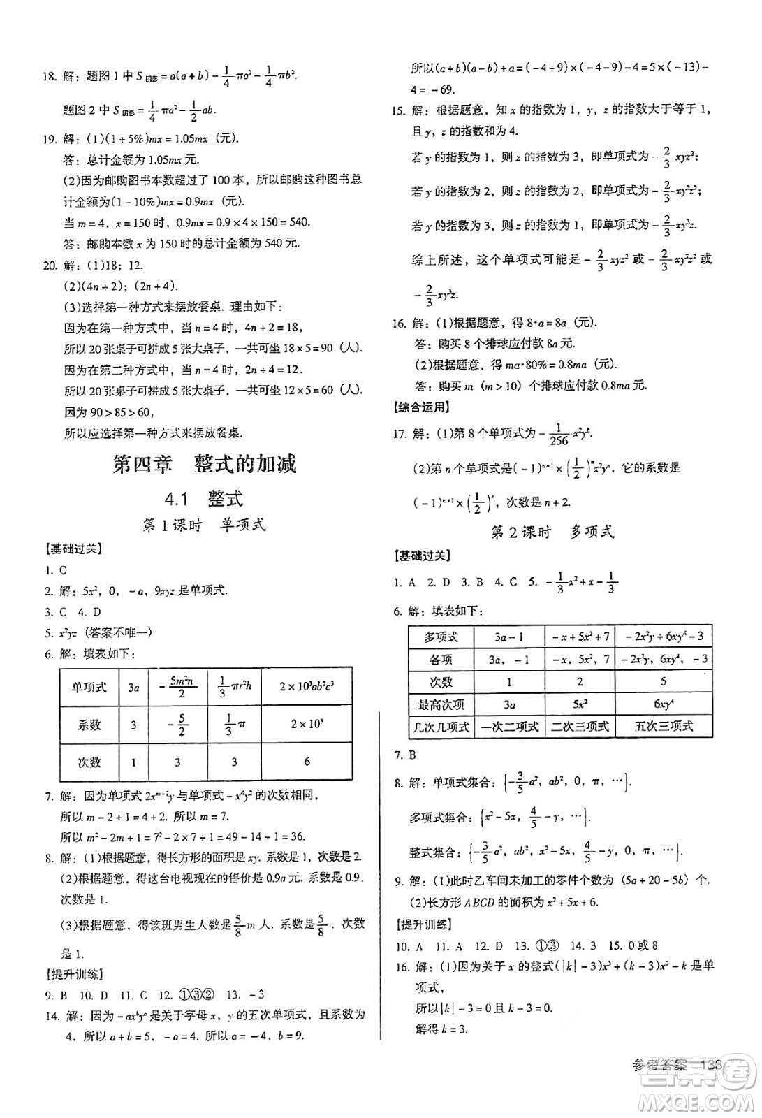廣東經(jīng)濟(jì)出版社2024年秋全優(yōu)點(diǎn)練課計劃七年級數(shù)學(xué)上冊人教版答案