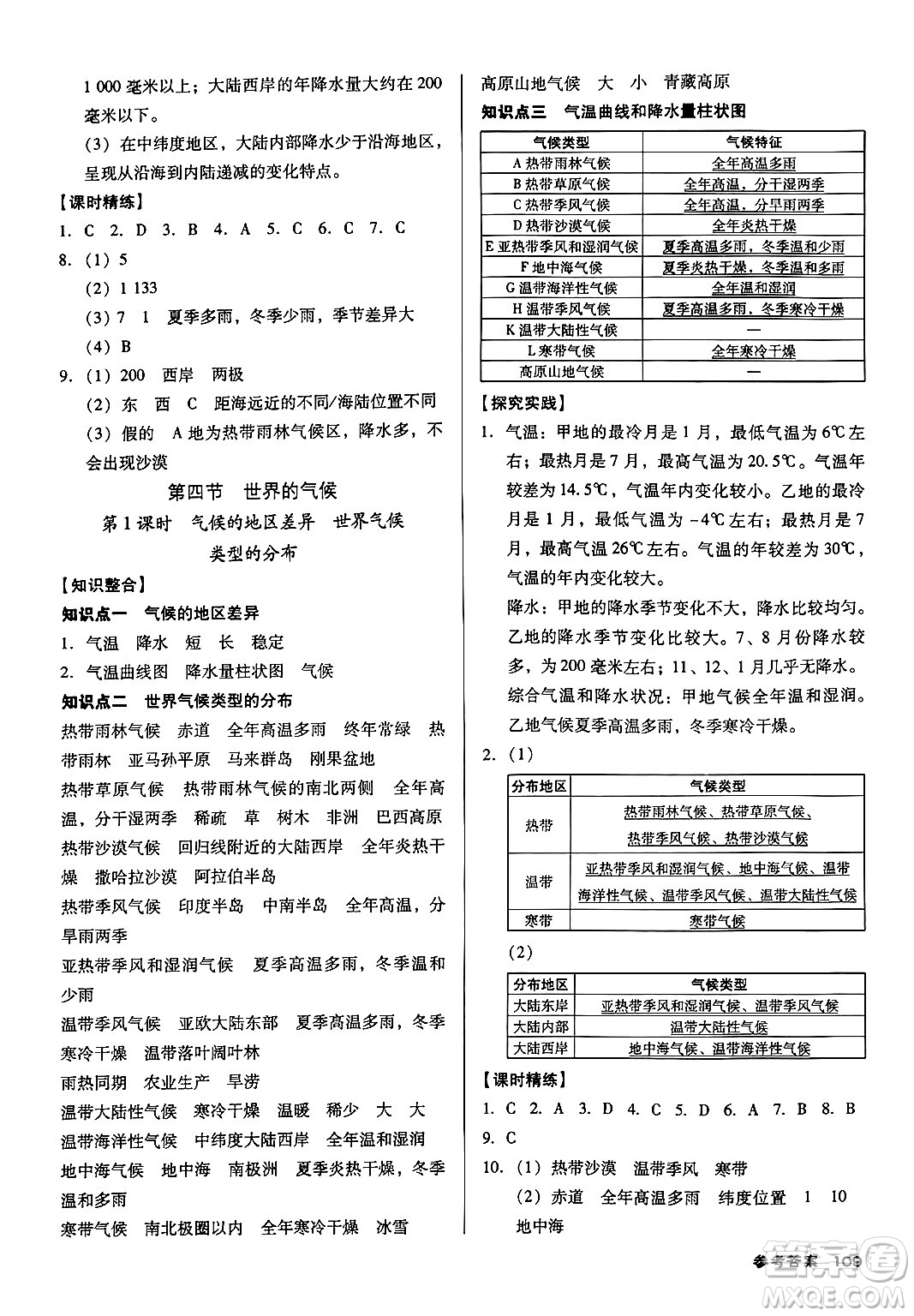 廣東經濟出版社2024年秋全優(yōu)點練課計劃七年級地理上冊人教版答案