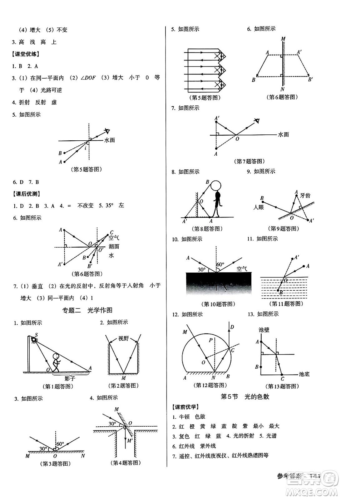 廣東經(jīng)濟(jì)出版社2024年秋全優(yōu)點(diǎn)練課計(jì)劃八年級(jí)物理上冊人教版答案