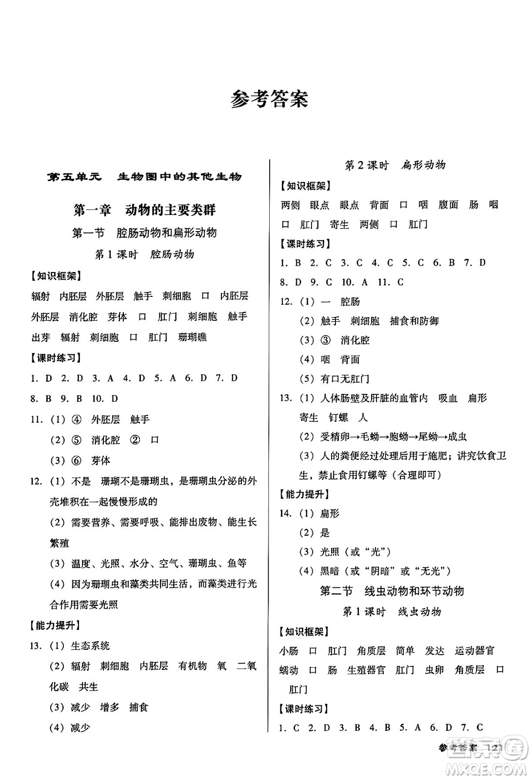 廣東經(jīng)濟(jì)出版社2024年秋全優(yōu)點(diǎn)練課計(jì)劃八年級生物上冊人教版答案