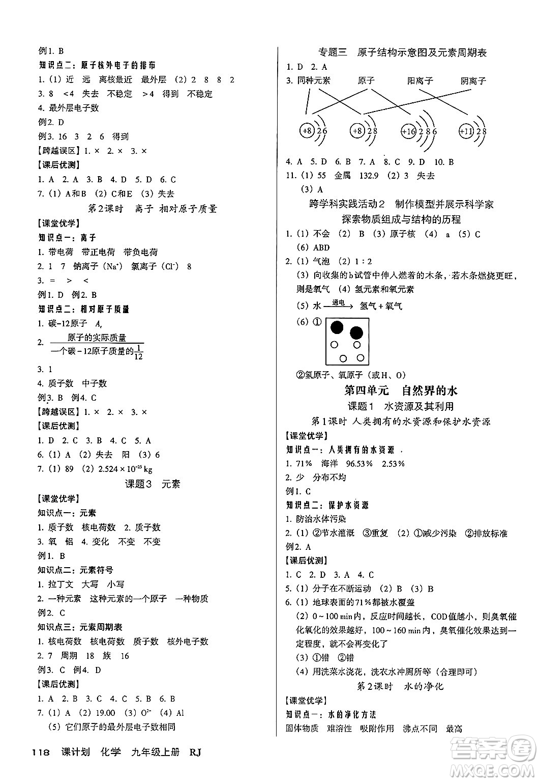 廣東經(jīng)濟(jì)出版社2024年秋全優(yōu)點(diǎn)練課計(jì)劃九年級化學(xué)上冊人教版答案