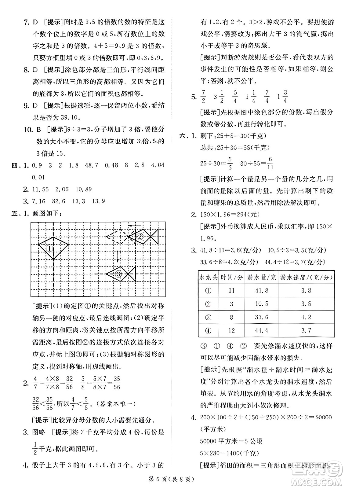 江蘇人民出版社2024年秋春雨教育實(shí)驗(yàn)班提優(yōu)訓(xùn)練五年級(jí)數(shù)學(xué)上冊(cè)北師大版答案