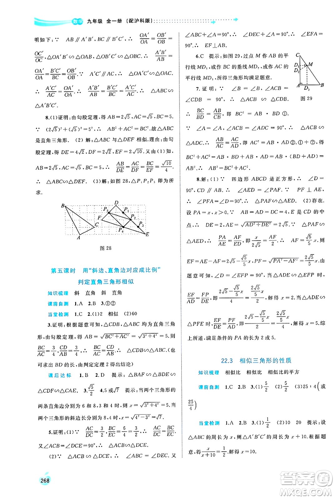 廣西師范大學(xué)出版社2025年春新課程學(xué)習(xí)與測(cè)評(píng)同步學(xué)習(xí)九年級(jí)數(shù)學(xué)全一冊(cè)滬科版答案
