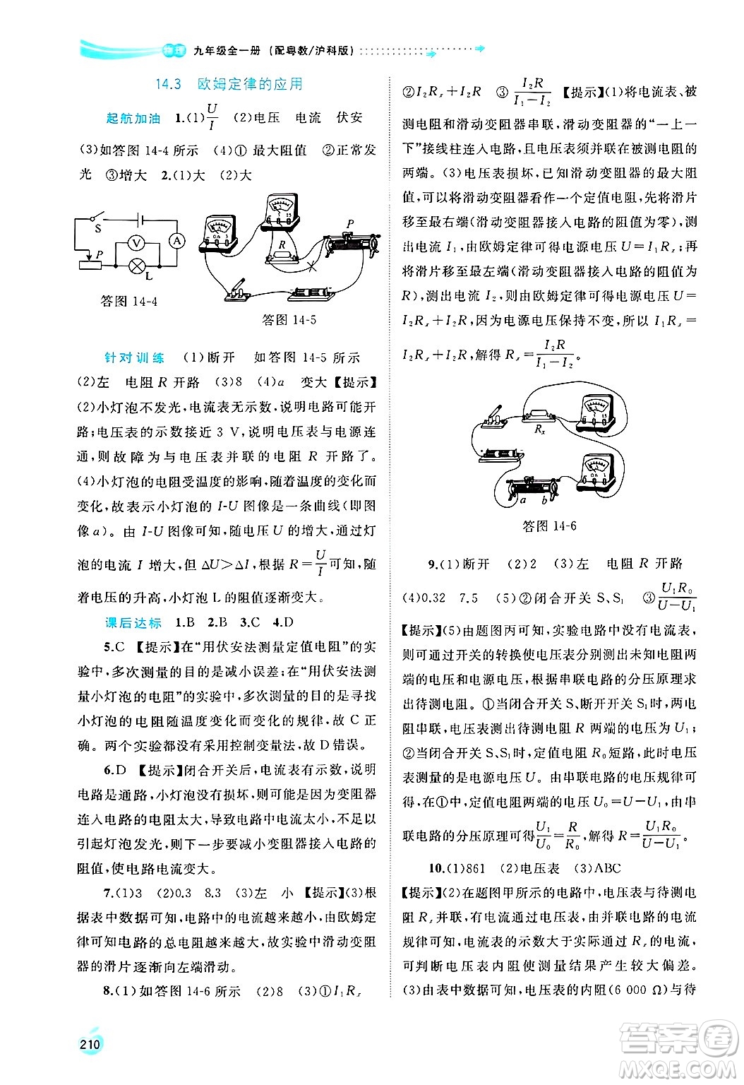 廣西師范大學出版社2025年春新課程學習與測評同步學習九年級物理全一冊滬粵版答案