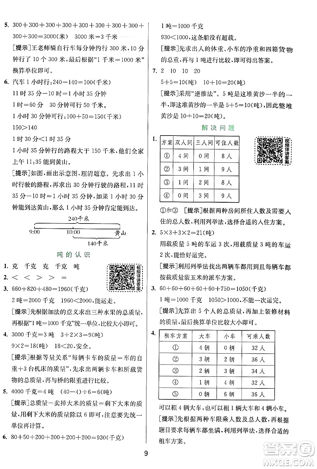 江蘇人民出版社2024年秋春雨教育實驗班提優(yōu)訓練三年級數(shù)學上冊人教版答案