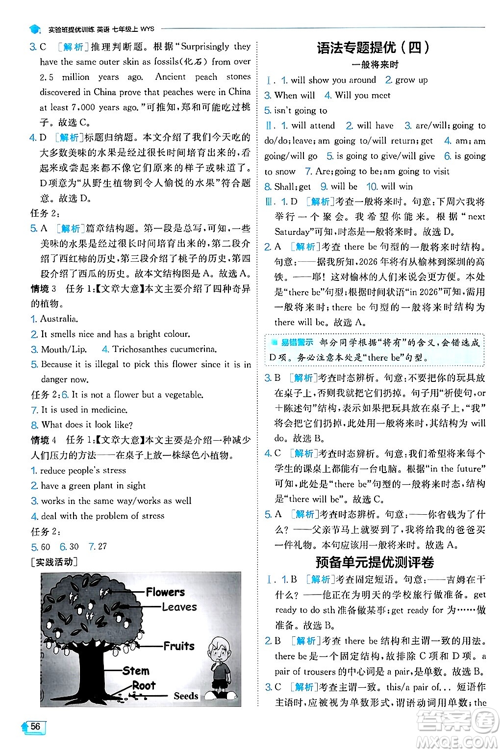 江蘇人民出版社2024年秋春雨教育實(shí)驗(yàn)班提優(yōu)訓(xùn)練七年級(jí)英語(yǔ)上冊(cè)外研版答案