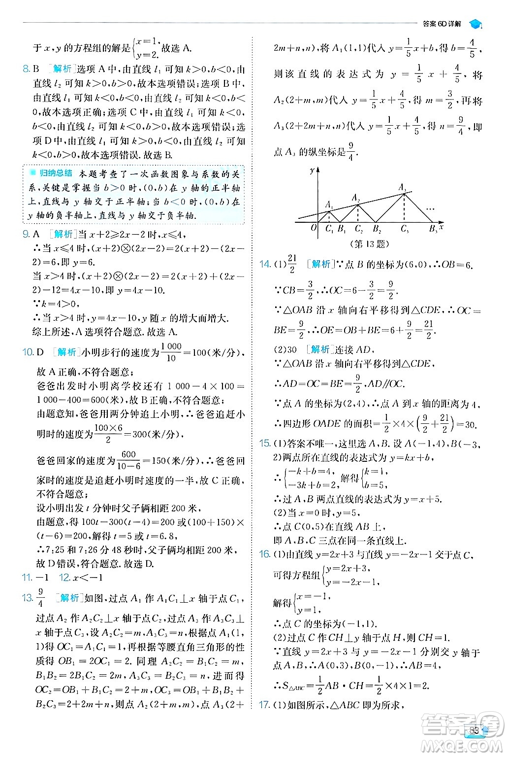 江蘇人民出版社2024年秋春雨教育實驗班提優(yōu)訓(xùn)練八年級數(shù)學(xué)上冊滬科版答案