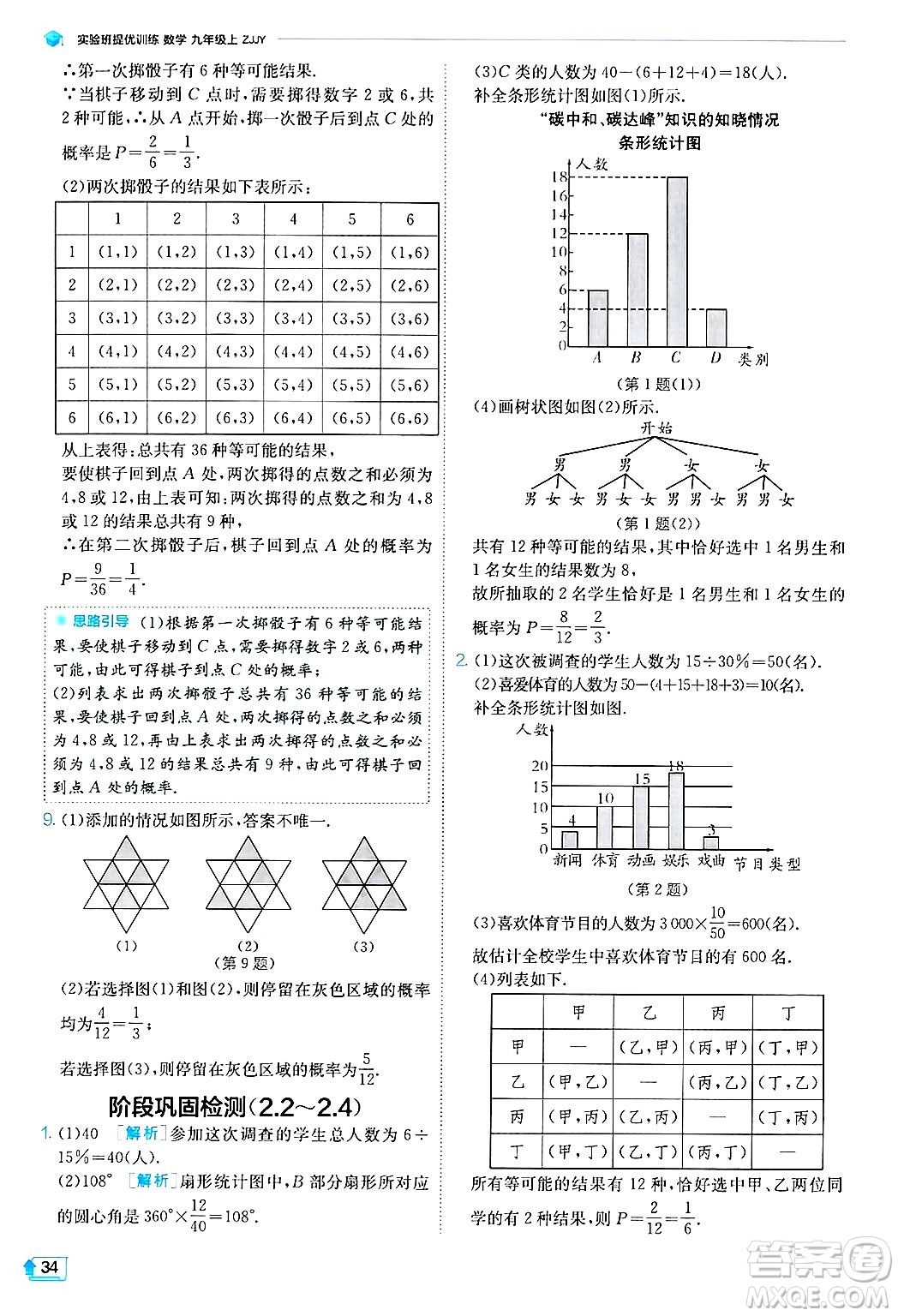 江蘇人民出版社2024年秋春雨教育實驗班提優(yōu)訓(xùn)練九年級數(shù)學(xué)上冊浙教版答案