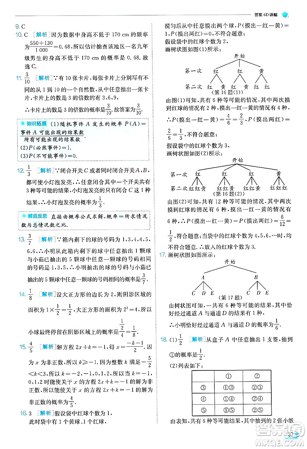 江蘇人民出版社2024年秋春雨教育實驗班提優(yōu)訓(xùn)練九年級數(shù)學(xué)上冊浙教版答案
