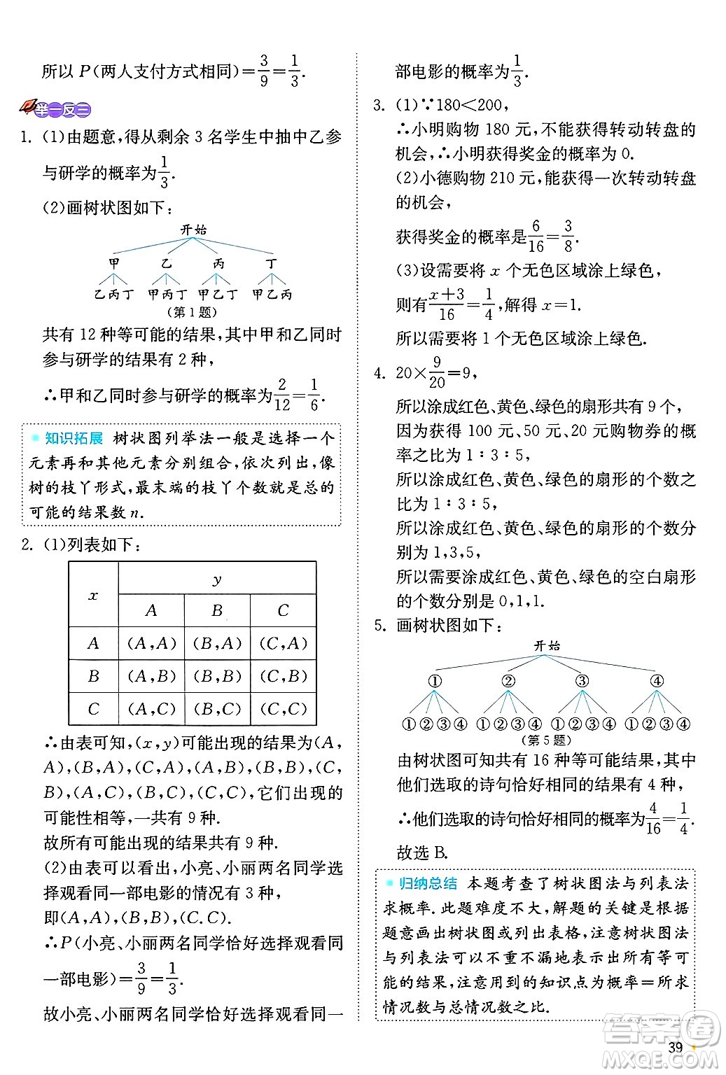 江蘇人民出版社2024年秋春雨教育實驗班提優(yōu)訓(xùn)練九年級數(shù)學(xué)上冊浙教版答案