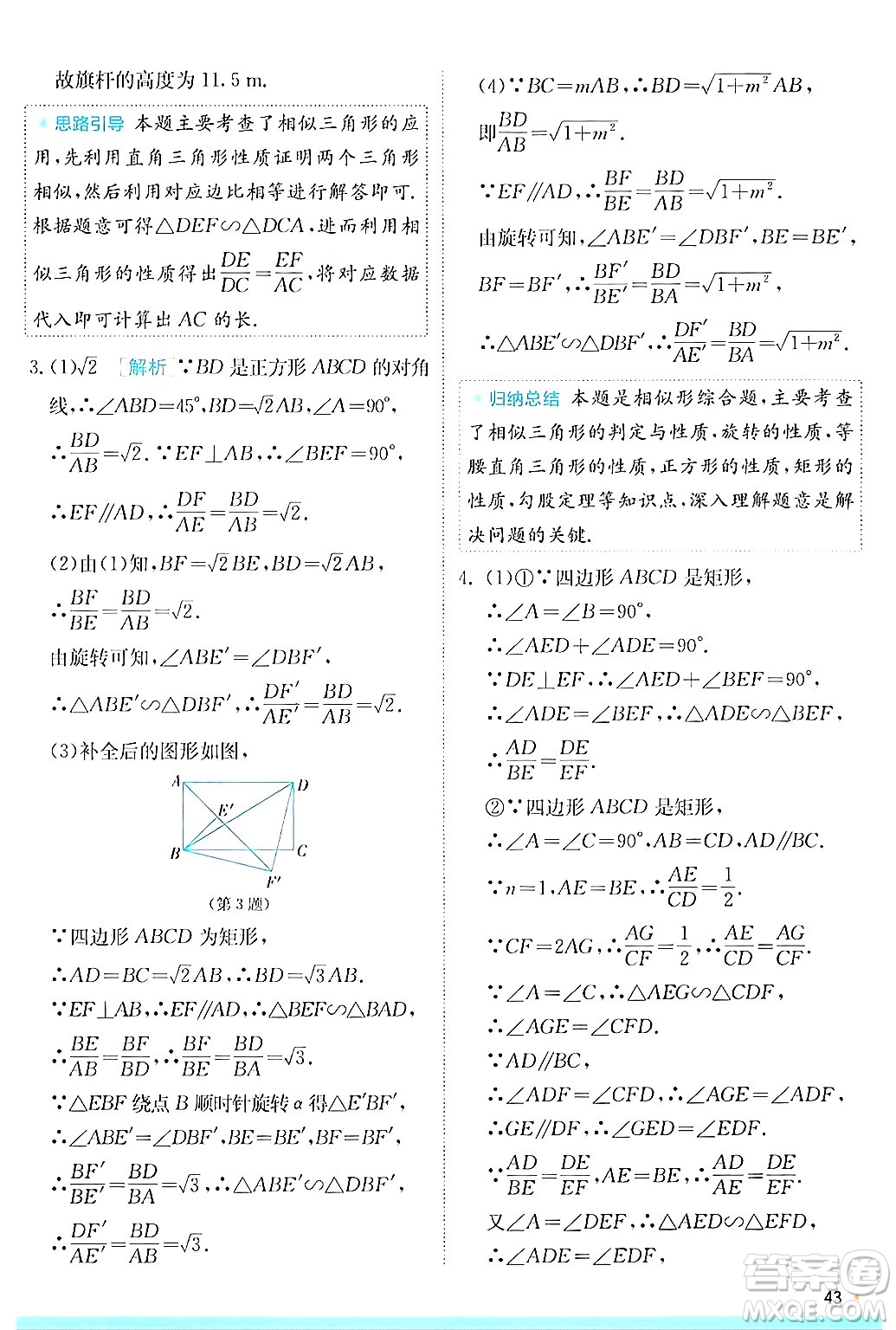江蘇人民出版社2024年秋春雨教育實(shí)驗(yàn)班提優(yōu)訓(xùn)練九年級(jí)數(shù)學(xué)上冊(cè)滬科版答案