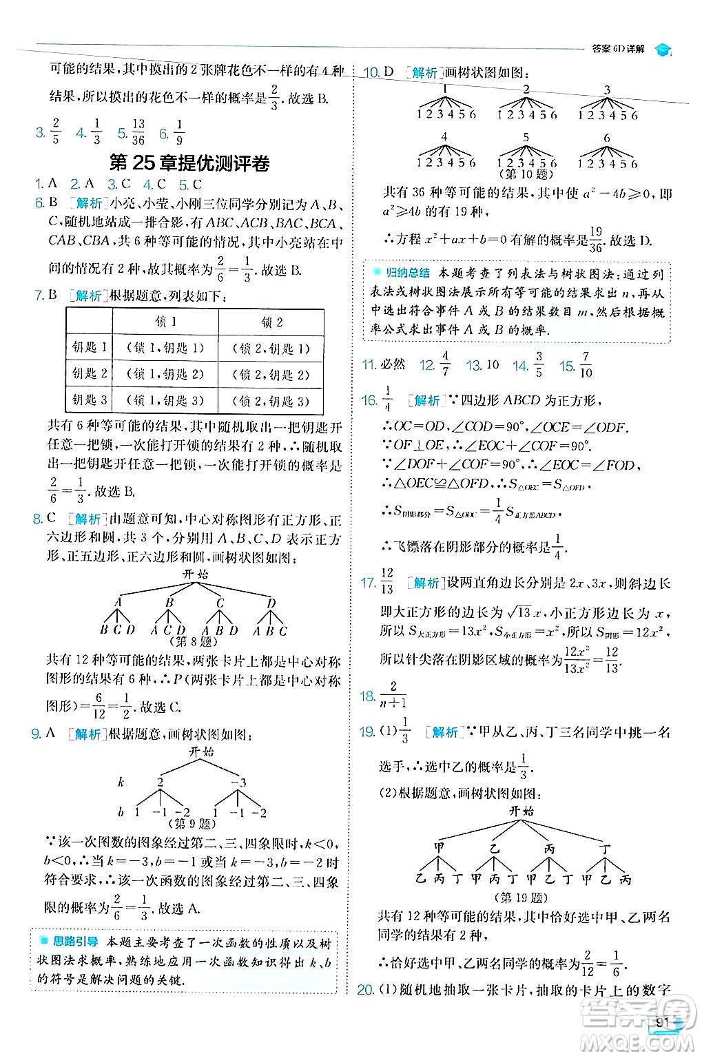 江蘇人民出版社2024年秋春雨教育實(shí)驗(yàn)班提優(yōu)訓(xùn)練九年級(jí)數(shù)學(xué)上冊(cè)華師版答案