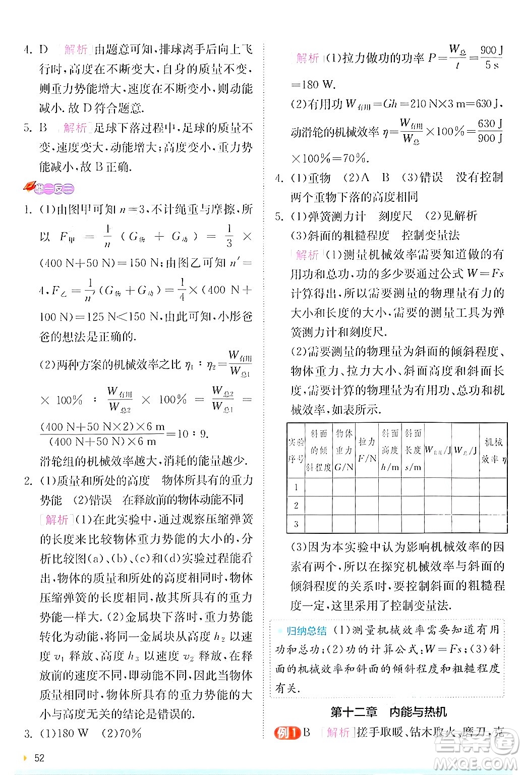 江蘇人民出版社2024年秋春雨教育實驗班提優(yōu)訓(xùn)練九年級物理上冊滬粵版答案