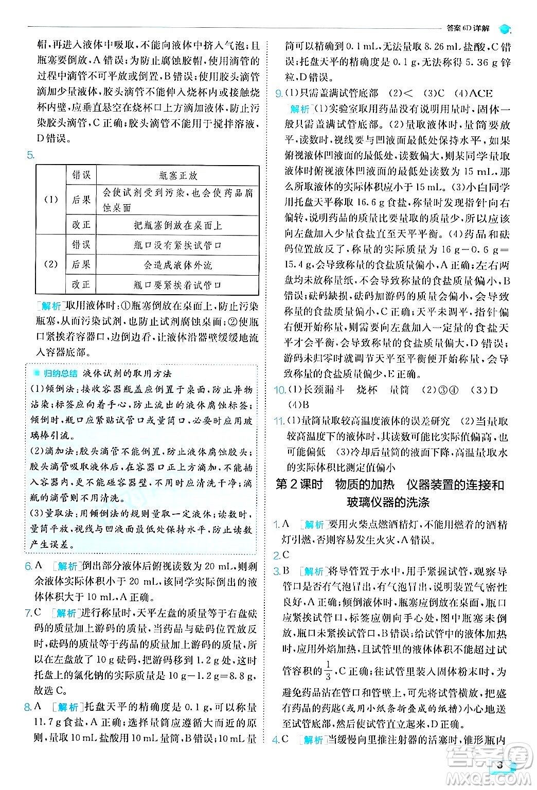江蘇人民出版社2024年秋春雨教育實驗班提優(yōu)訓(xùn)練九年級化學(xué)上冊人教版答案