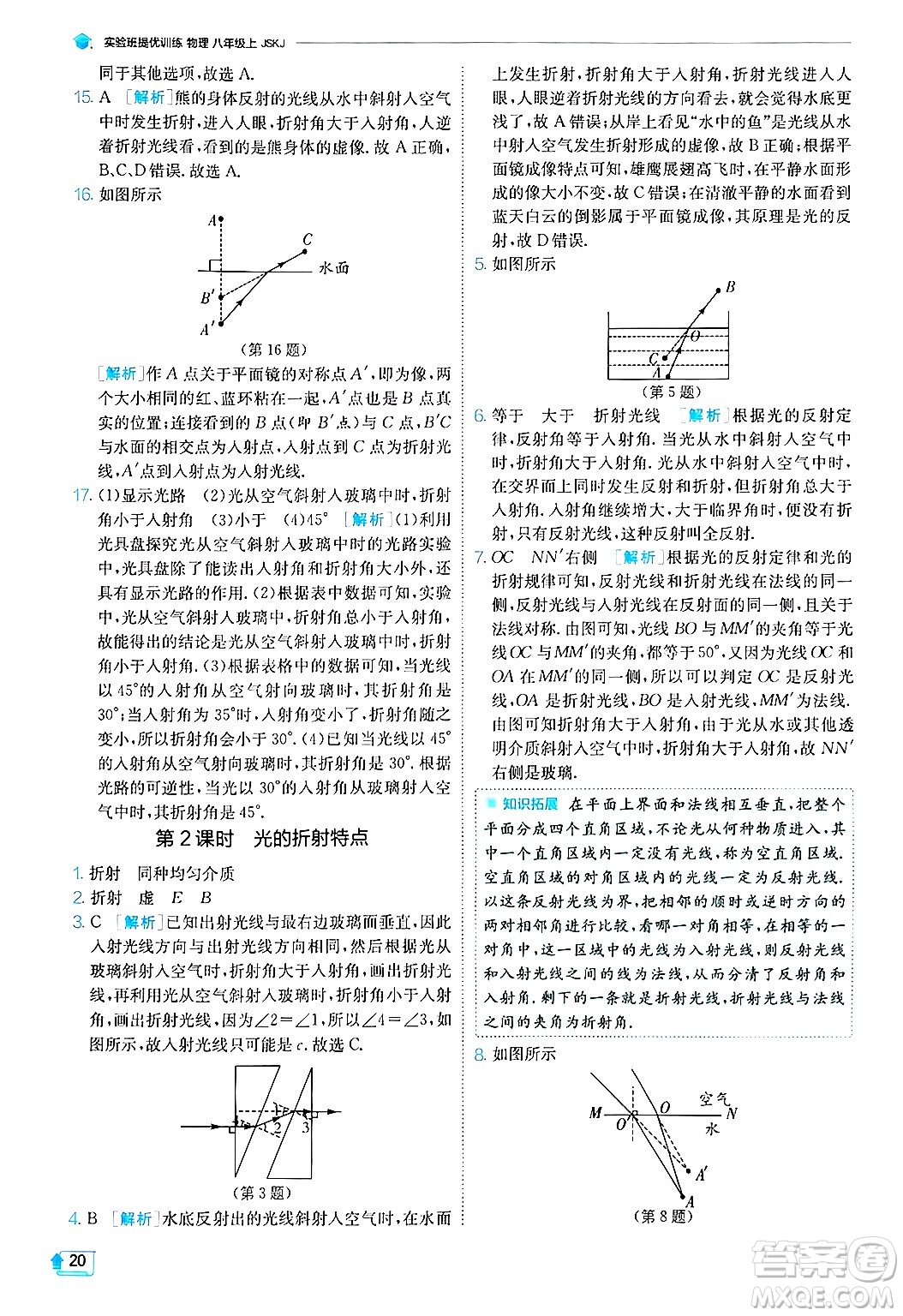 江蘇人民出版社2024年秋春雨教育實(shí)驗(yàn)班提優(yōu)訓(xùn)練八年級(jí)物理上冊(cè)蘇科版答案