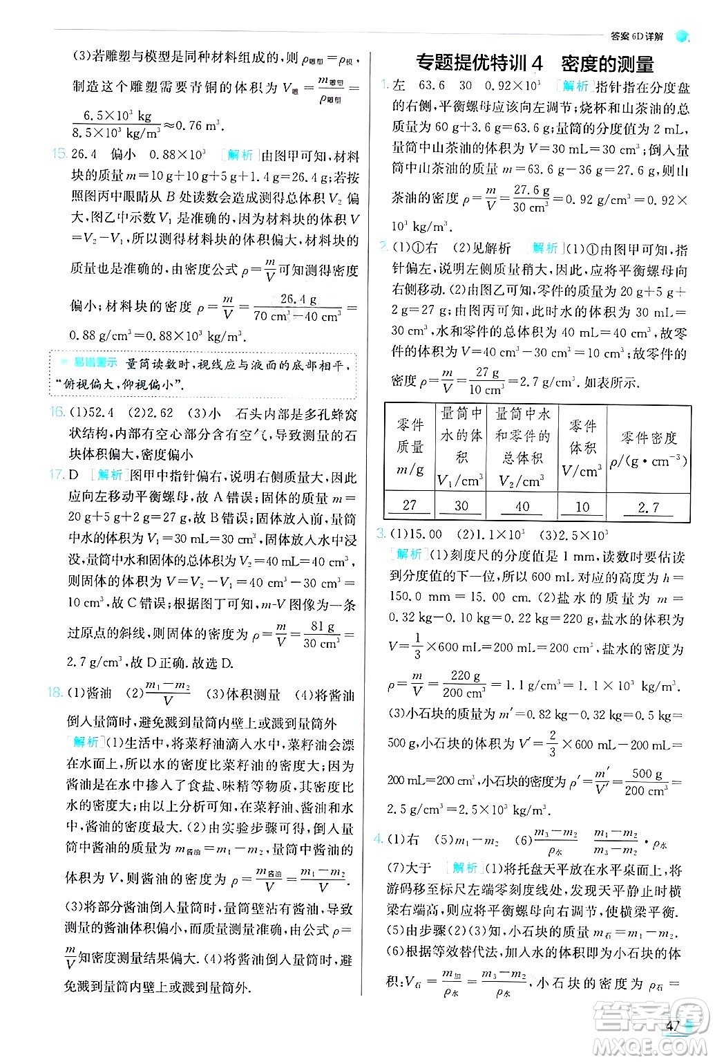 江蘇人民出版社2024年秋春雨教育實(shí)驗(yàn)班提優(yōu)訓(xùn)練八年級(jí)物理上冊(cè)滬粵版答案
