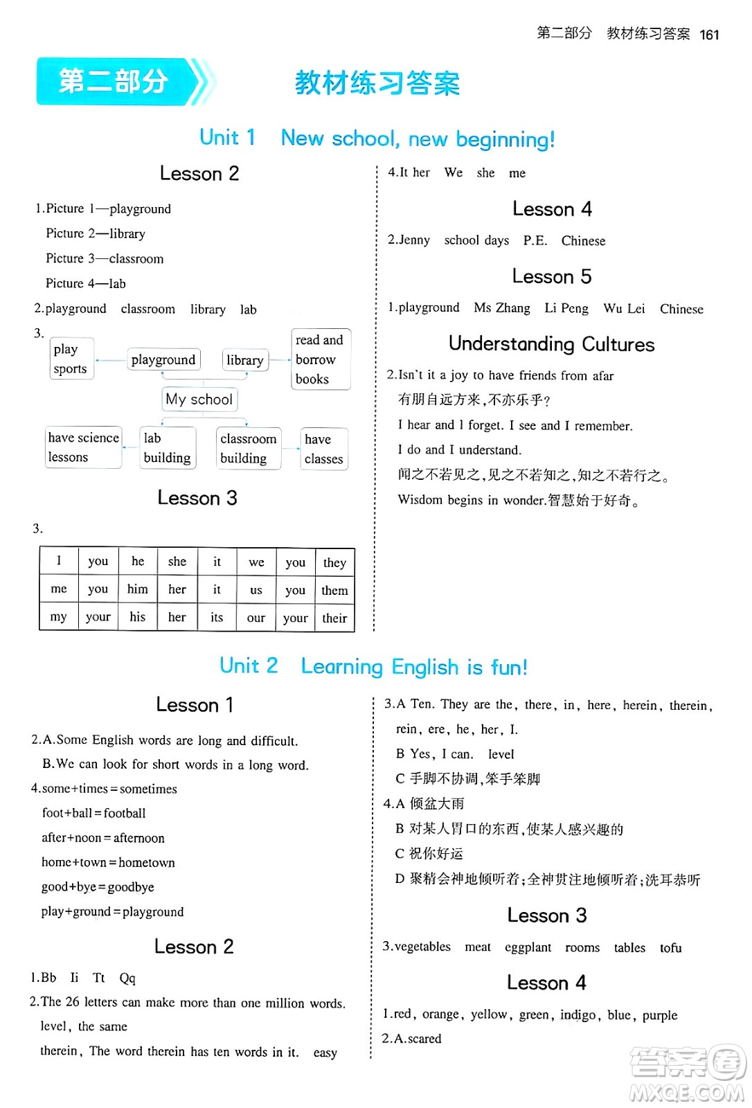 四川大學出版社2024年秋初中同步5年中考3年模擬七年級英語上冊冀教版答案