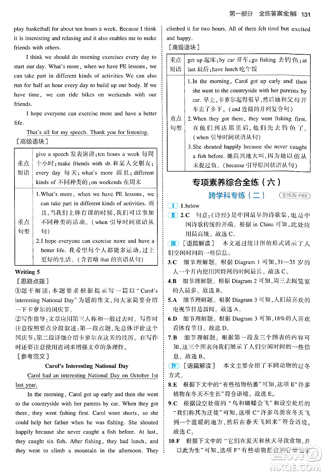 四川大學(xué)出版社2024年秋初中同步5年中考3年模擬七年級(jí)英語(yǔ)上冊(cè)魯教版山東專(zhuān)版答案