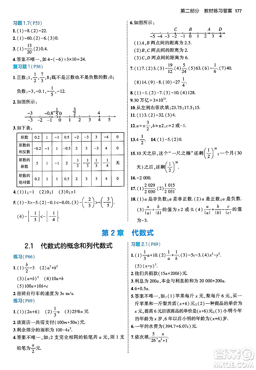 首都師范大學(xué)出版社2024年秋初中同步5年中考3年模擬七年級(jí)數(shù)學(xué)上冊(cè)湘教版答案