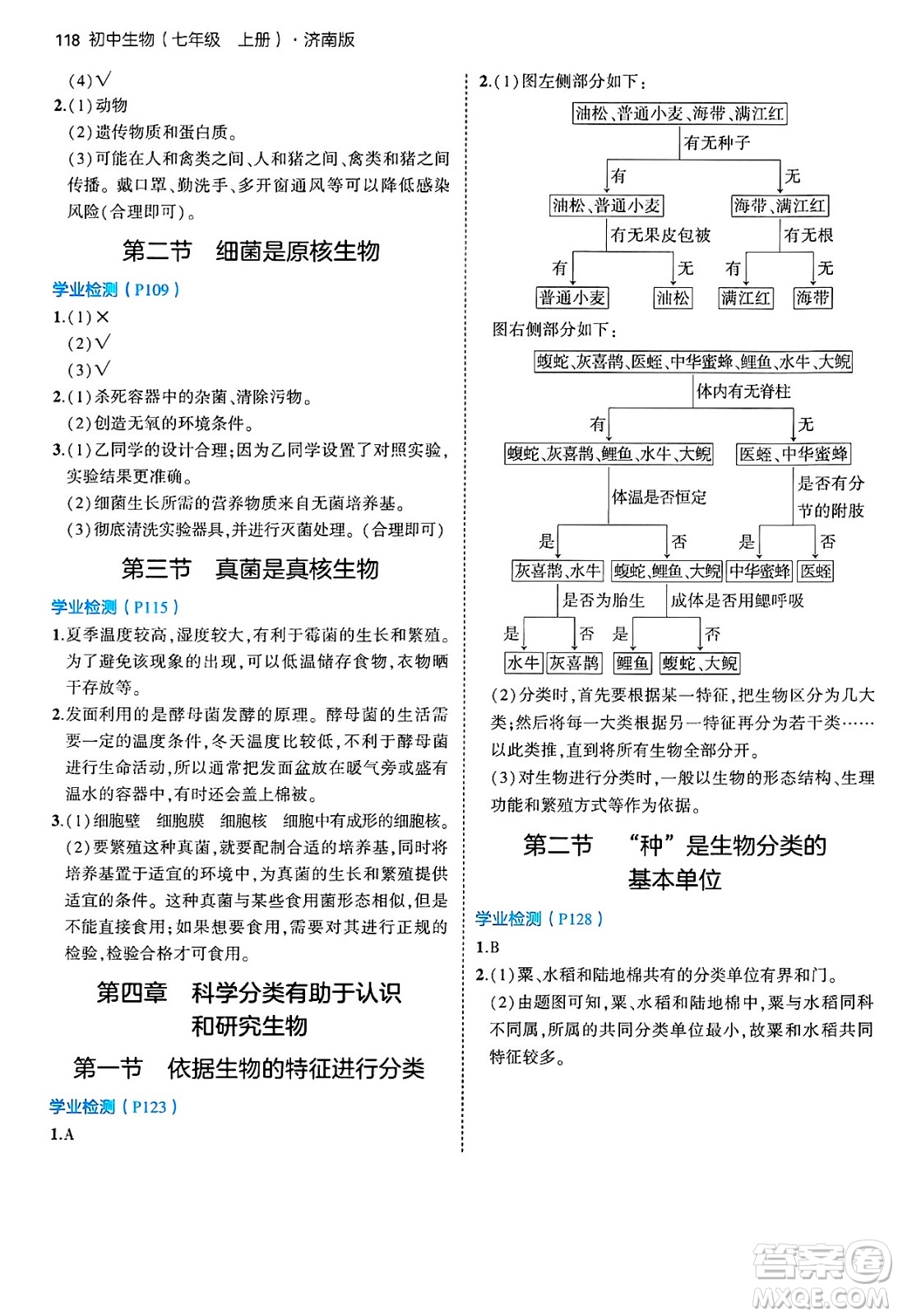 四川大學(xué)出版社2024年秋初中同步5年中考3年模擬七年級生物上冊濟南版答案