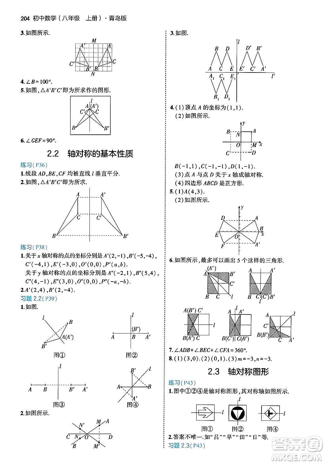 首都師范大學出版社2024年秋初中同步5年中考3年模擬八年級數(shù)學上冊青島版答案
