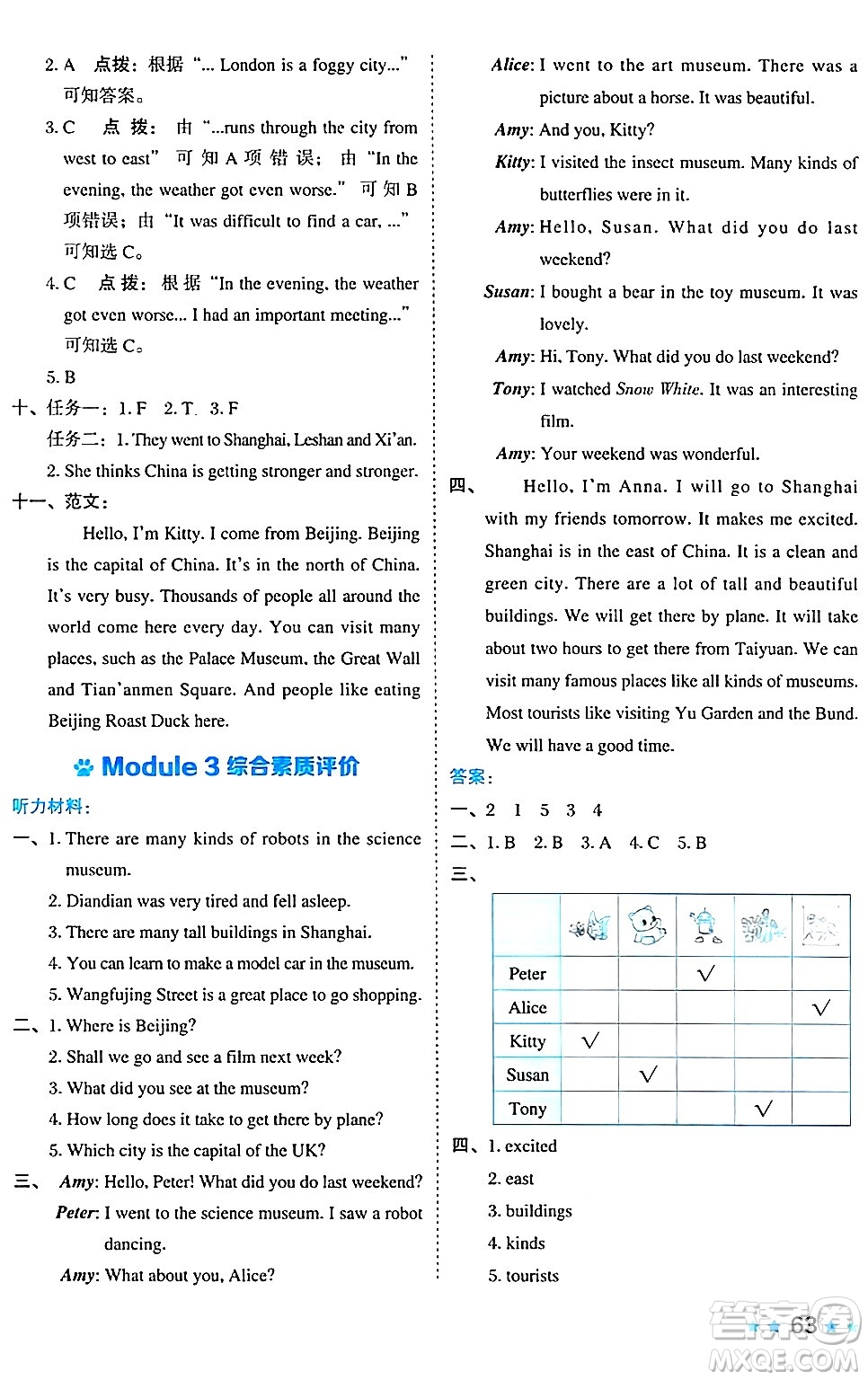 吉林教育出版社2024年秋榮德基好卷六年級英語上冊滬教牛津版三起點答案