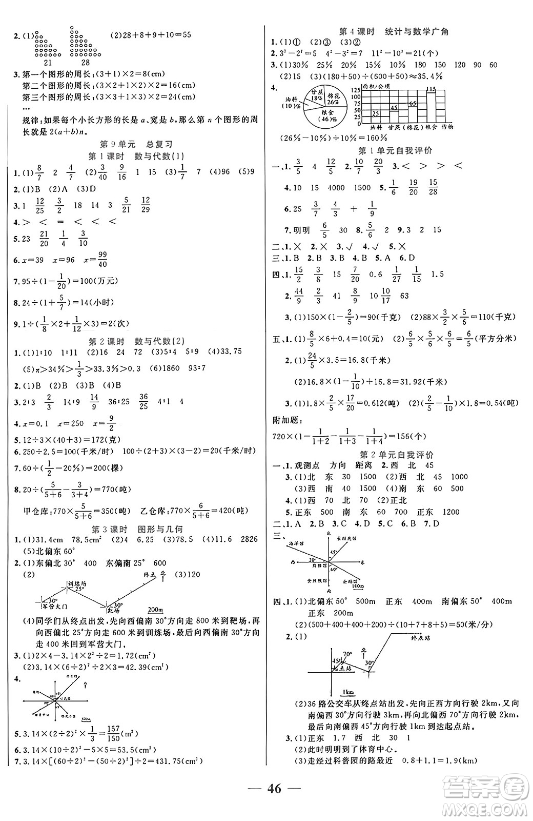 陽光出版社2024年秋揚帆文化激活思維智能訓(xùn)練六年級數(shù)學(xué)上冊人教版答案