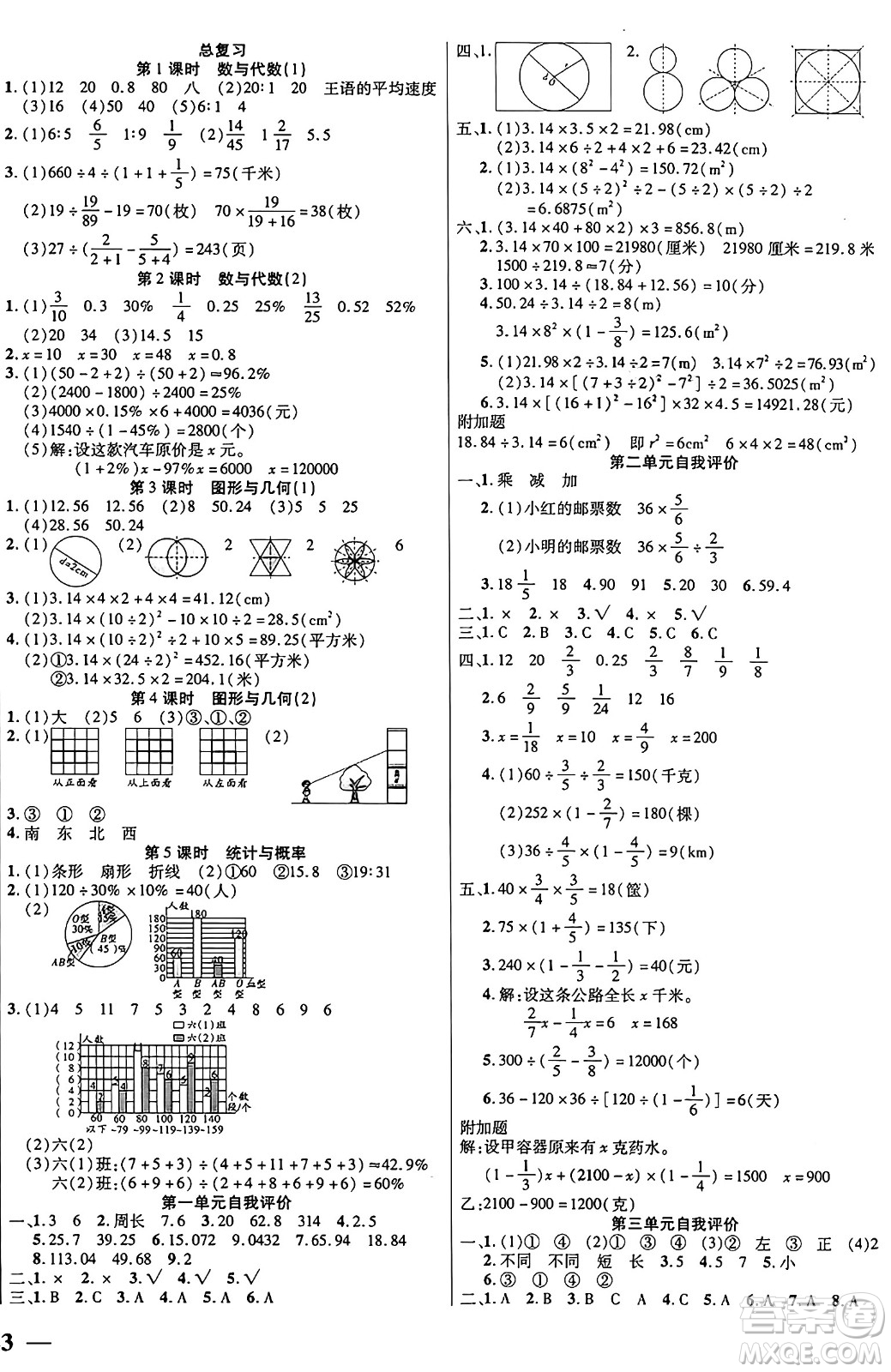 陽(yáng)光出版社2024年秋揚(yáng)帆文化激活思維智能訓(xùn)練六年級(jí)數(shù)學(xué)上冊(cè)北師大版答案