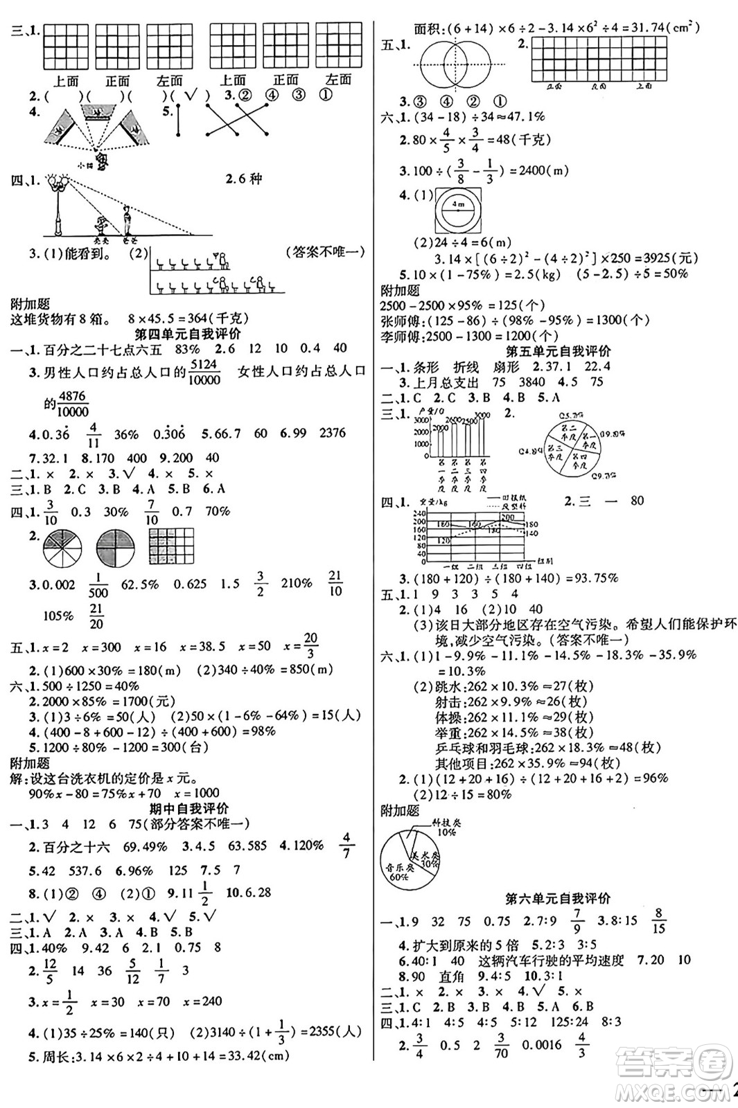 陽(yáng)光出版社2024年秋揚(yáng)帆文化激活思維智能訓(xùn)練六年級(jí)數(shù)學(xué)上冊(cè)北師大版答案