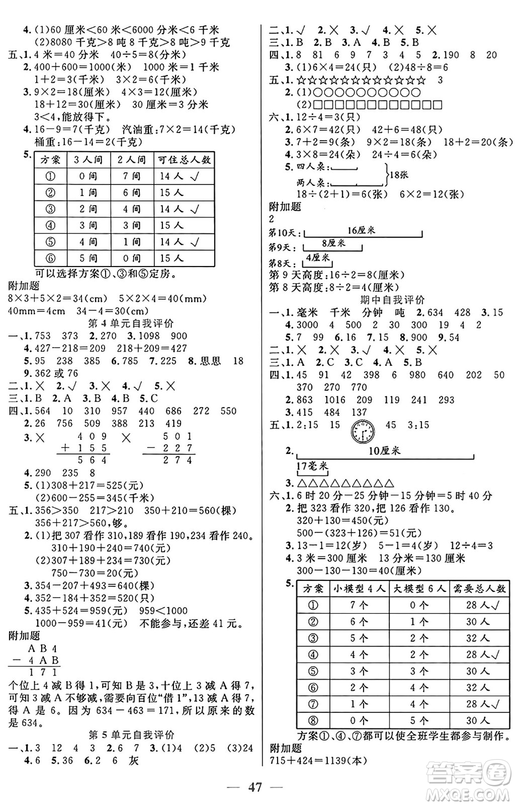 陽光出版社2024年秋揚帆文化激活思維智能訓(xùn)練三年級數(shù)學(xué)上冊人教版答案